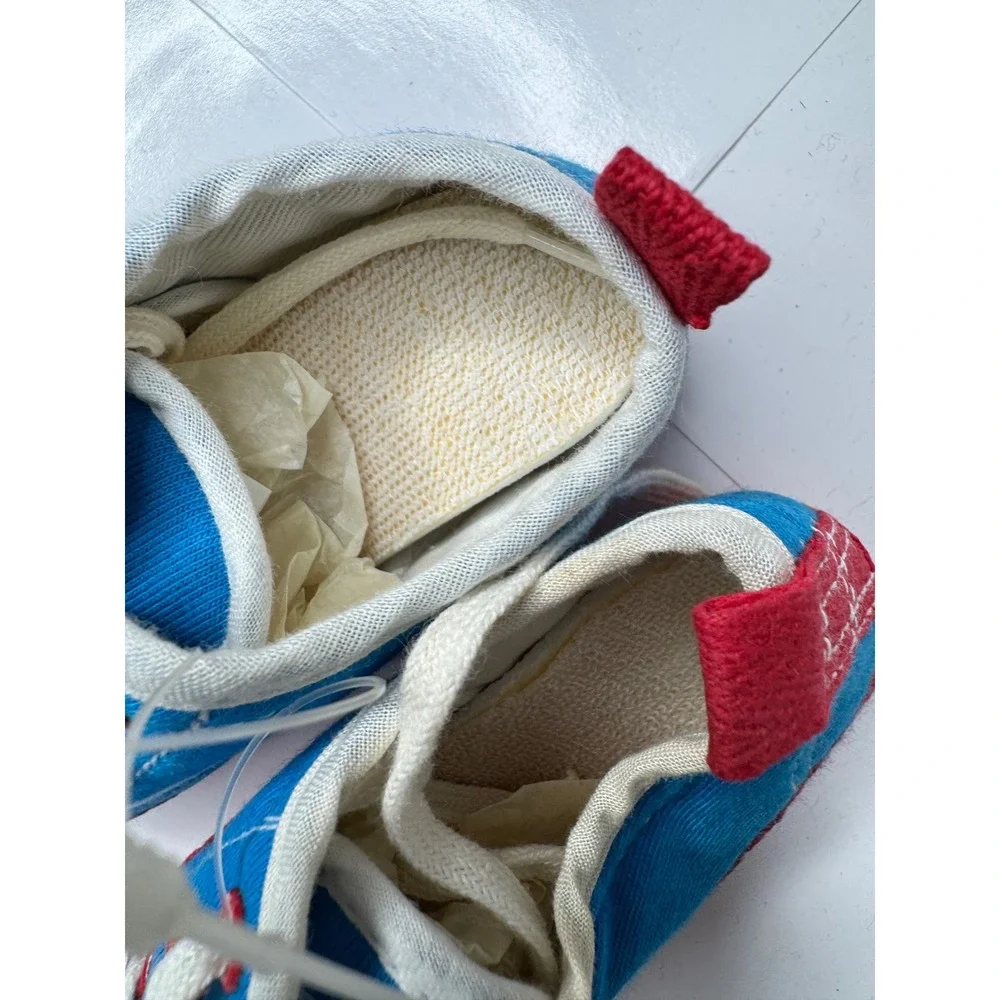 Disney 101 Dalmatians Baby Blue Red Soft Sole Crib Shoes‎ Paw Print Grippers
